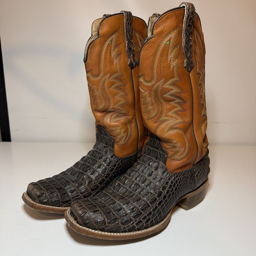 Outlaw Handmade Caimen Crocodile Leather Western Cowboy Boots Men’s Size 9 EE